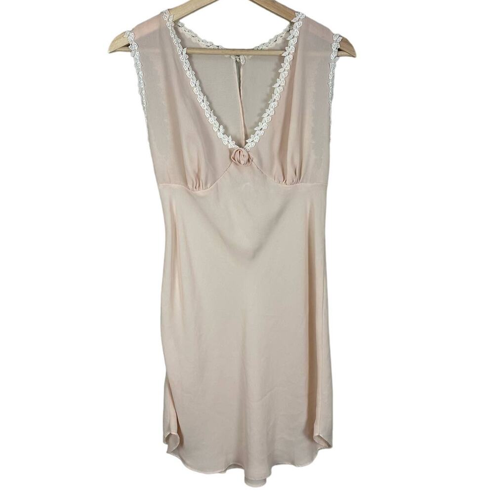 Vintage Pink Chiffon Lingerie Nightie Chemise Slip Nightgown M Private Luxuries